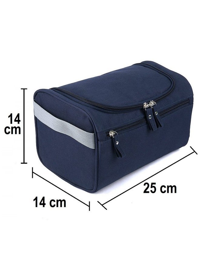 ERHETUS Nylon Multipurpose Large Cosmetic Bag For Women's | Makeup Pouch For Travel | Toiletry Bags With Hook For Hanging | Waterproof Grooming Kit Storage Pouches For Men (Navy) - 14 Cm - Image 3