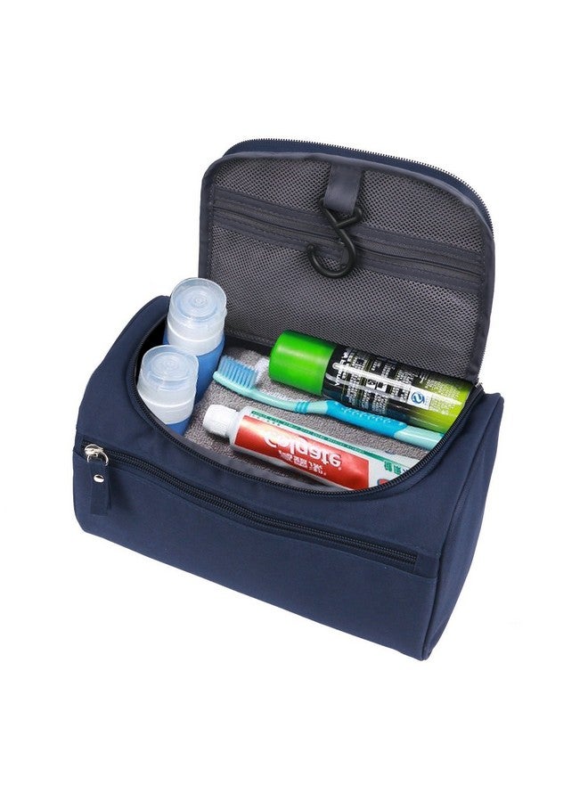 ERHETUS Nylon Multipurpose Large Cosmetic Bag For Women's | Makeup Pouch For Travel | Toiletry Bags With Hook For Hanging | Waterproof Grooming Kit Storage Pouches For Men (Navy) - 14 Cm - Image 2
