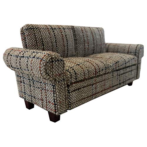Inusitus Brown Dollhouse Sofa Couch Mini Loveseat for 6 Inch Dolls 112 Scale Living Room Furniture Retro Doll House Accessory - Image 5