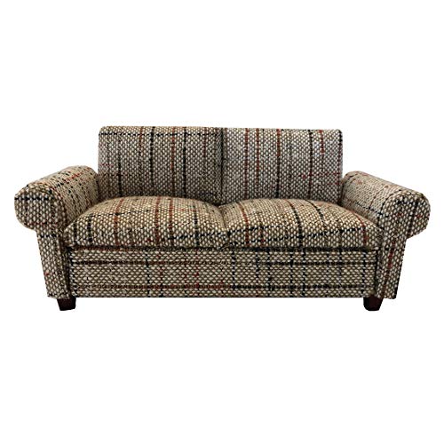 Inusitus Brown Dollhouse Sofa Couch Mini Loveseat for 6 Inch Dolls 112 Scale Living Room Furniture Retro Doll House Accessory - Image 1