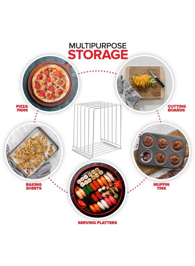 Stock Your Home Stock Your Home White (2 Pack) Extra Tall Steel Baking Pan Organizer Rack for Cabinet Storage or Kitchen Counter, Cookie Baking Sheet Organizer with Dividers, Muffin Tin and Cutting Board Holder - Image 4