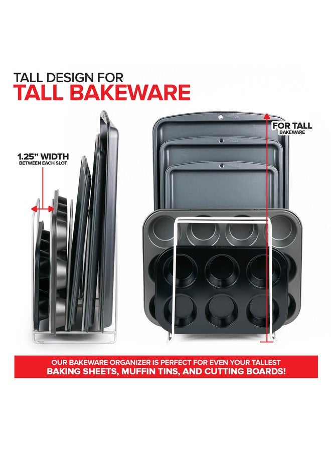 Stock Your Home Stock Your Home White (2 Pack) Extra Tall Steel Baking Pan Organizer Rack for Cabinet Storage or Kitchen Counter, Cookie Baking Sheet Organizer with Dividers, Muffin Tin and Cutting Board Holder - Image 5