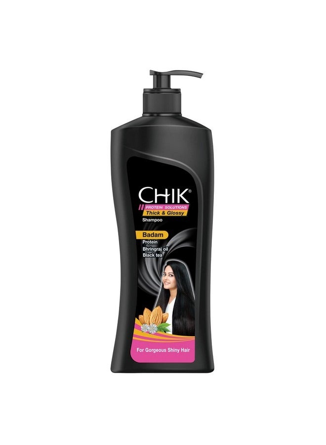 Chik Protein Solution Thick And Glossy Shampoo With The Goodness Of Badam Protein Bhringraj Oil And Black Tea For Gorgeous Shiny Hair For Men And Women 340Ml - Image 1