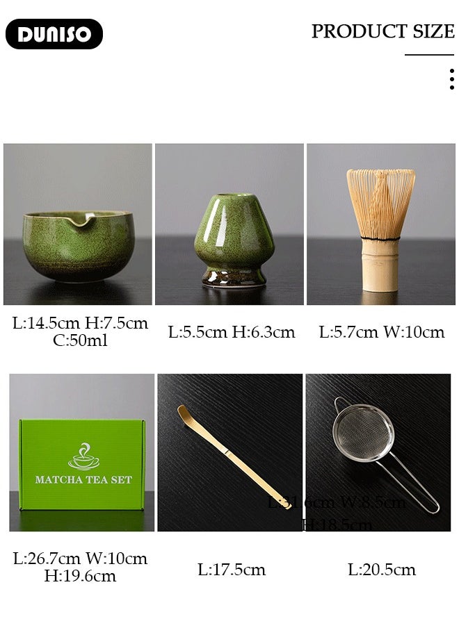 DUNISO 5pcs Matcha Whisk Set, Japanese Matcha Tea Set, Matcha Bowl with Pouring Spou, Matcha Bamboo Whisk,Stainless Steel Tea Sifter, Matcha Whisk Holder, Traditional Scoop,Japanese Matcha Ceremony Accessory Matcha Tea Making Kit  - Image 4