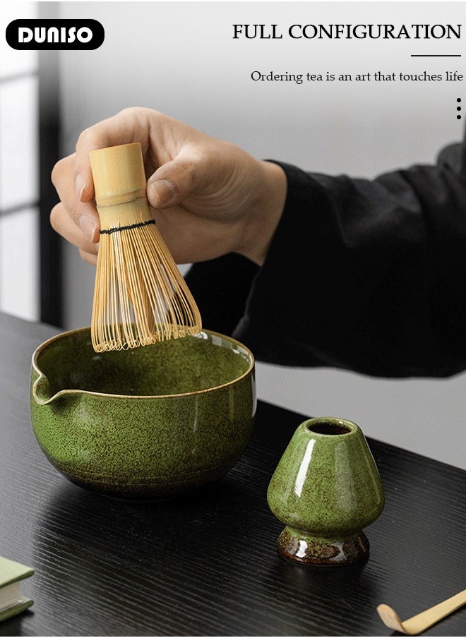 DUNISO 5pcs Matcha Whisk Set, Japanese Matcha Tea Set, Matcha Bowl with Pouring Spou, Matcha Bamboo Whisk,Stainless Steel Tea Sifter, Matcha Whisk Holder, Traditional Scoop,Japanese Matcha Ceremony Accessory Matcha Tea Making Kit  - Image 5