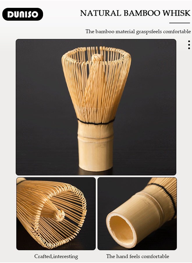 DUNISO - 5pcs Matcha Whisk Set, Japanese Matcha Tea Set, Matcha Bowl with Pouring Spou, Matcha Bamboo Whisk,Stainless Steel Tea Sifter, Matcha Whisk Holder, Traditional Scoop,Japanese Matcha Ceremony Accessory Matcha Tea Making Kit - Image 1