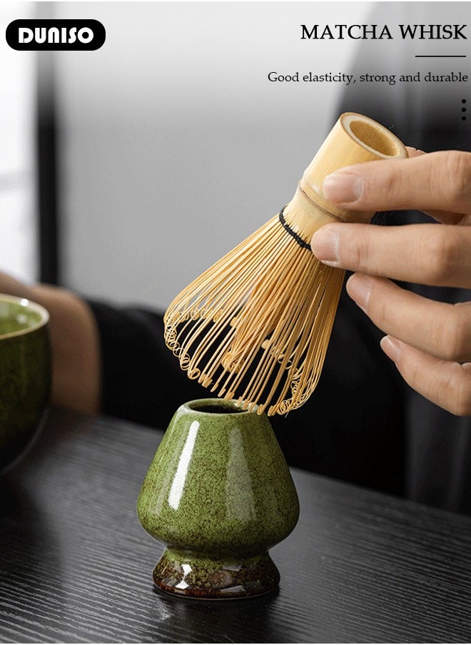 DUNISO - 5pcs Matcha Whisk Set, Japanese Matcha Tea Set, Matcha Bowl with Pouring Spou, Matcha Bamboo Whisk,Stainless Steel Tea Sifter, Matcha Whisk Holder, Traditional Scoop,Japanese Matcha Ceremony Accessory Matcha Tea Making Kit - Image 1