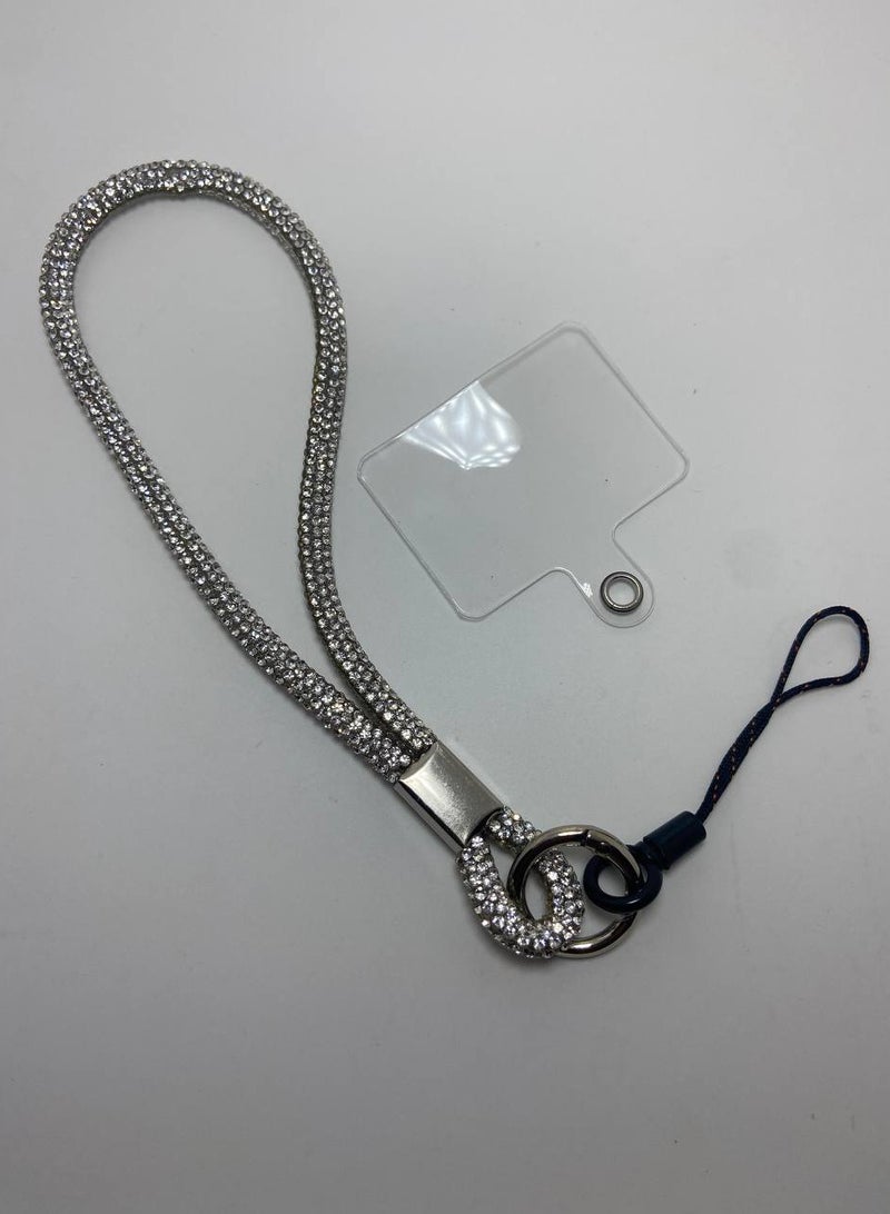 Crystal Rhinestone Lanyard with Key Ring, Diamond Rhinestone, Accent, Phone and Card Holder (15cm)