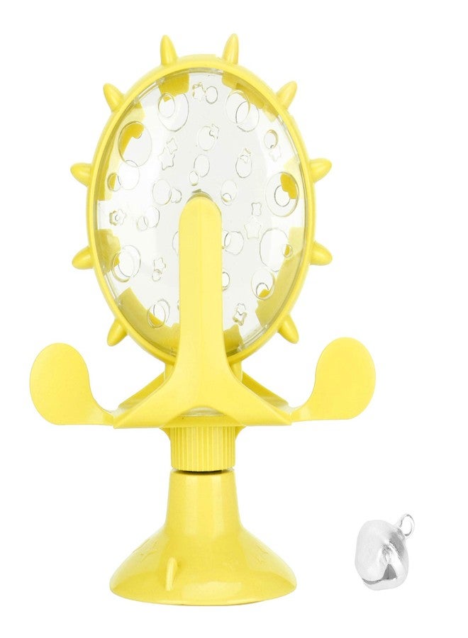 plplaaoo 360 Degree Rotating Windmill Food Puzzle for Cats and Dogs - Interactive Cat Treats Dispenser Toy with Strong Suction Cup, Slow Feeder Snack Distribution Toy for Kittens & Puppies (Yellow) - Image 1
