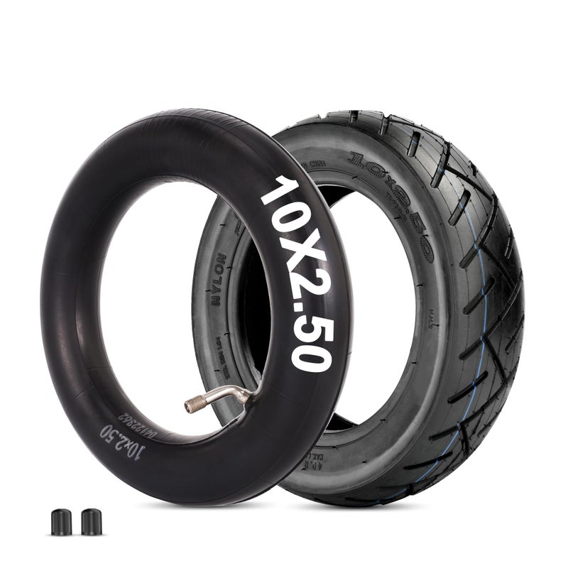 RUTU 10 x 250 tire and inner tube Set Replacement for Smart Self Balancing Electric Scooters Hover Board Fits 10 Scooter Wheels 36v 48v 400w 500w 800w Hub Motor High Rubber Content
