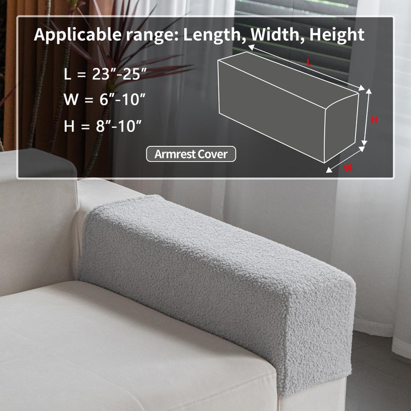 Ohsio Couch Cushion Covers For Sectional Sofa  Stretch Soft Sofa Slipcovers Washable Wear-Resistant Universal Furniture Protector For Living Room(1 Piece Armrest Cover  Light Gray) - Image 2