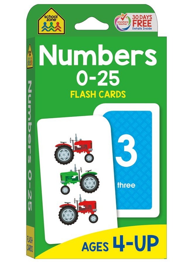 School Zone Numbers 0-25 Flash Cards - Ages 4 to 6, Preschool, Kindergarten, Math, Addition, Subtraction, Numerical Order, Counting, and More - Image 1