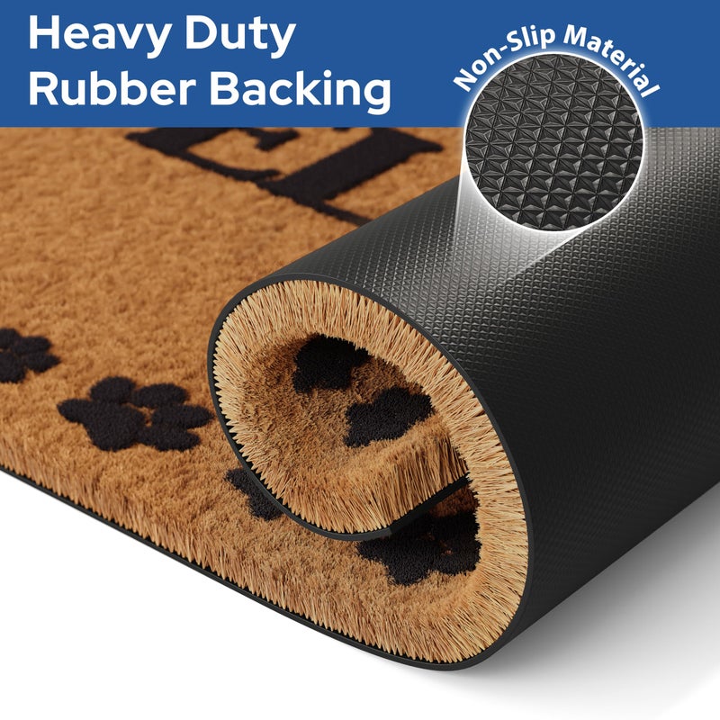 Barnyard Designs Natural Coco Coir Heavy Duty Backing Doormat - Large Cute Non-Slip Front Door Welcome Mat for Outside Entrance or Porch Entry, Brown (17x30, Welcome Paws) - Image 4