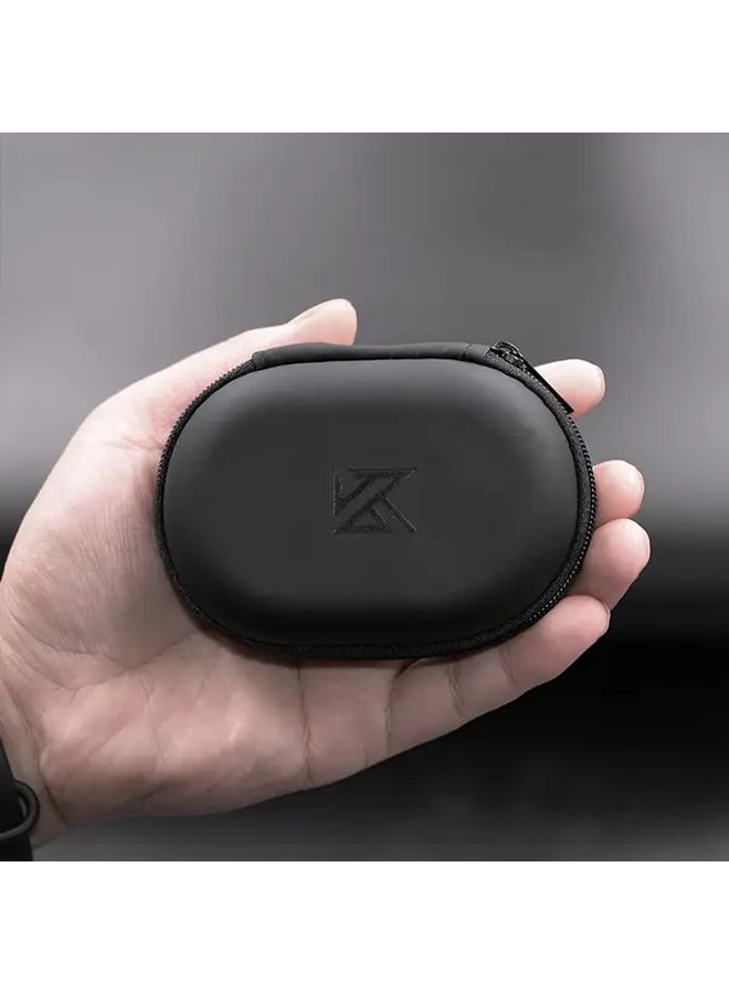 2pcs Set Oval Synthetic Leather Earphone Storage Bag Portable Anti Pressure Carrying Case - Image 3