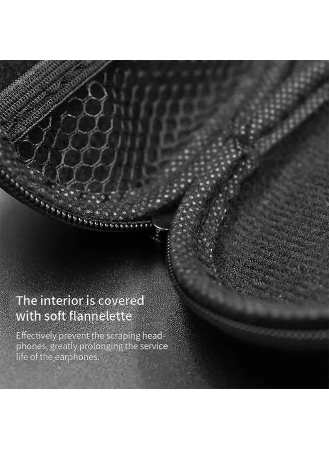 2pcs Set Oval Synthetic Leather Earphone Storage Bag Portable Anti Pressure Carrying Case - Image 4