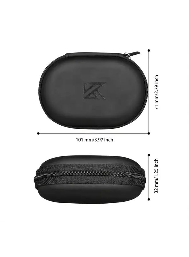 2pcs Set Oval Synthetic Leather Earphone Storage Bag Portable Anti Pressure Carrying Case - Image 2
