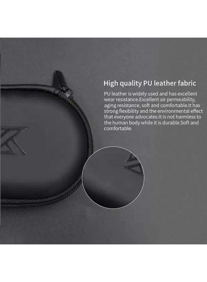 2pcs Set Oval Synthetic Leather Earphone Storage Bag Portable Anti Pressure Carrying Case - Image 5