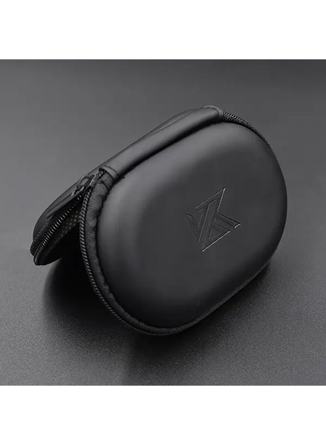 2pcs Set Oval Synthetic Leather Earphone Storage Bag Portable Anti Pressure Carrying Case - Image 1