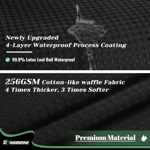 Dynamene Fabric Shower Curtain with Snap in Liner Black Waffle Hotel Shower Curtains for Bathroom Washable Waterproof Cloth Shower Curtain Liner Set with Plastic Hooks Mesh Top Window 72x72 - Image 3