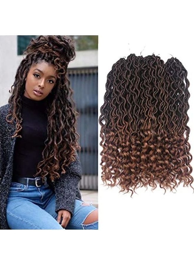 NIBEMINENT Synthetic Deep Wave Curly Ends Hair Extensions Brown 11.85inch
