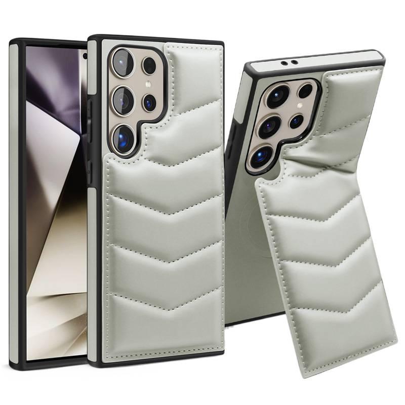 غطاء MagSafe | حامل بطاقات | ملمس جلد | رمادي تيتانيوم | مقاوم للصدمات لـ Samsung Galaxy S23 - Image 1