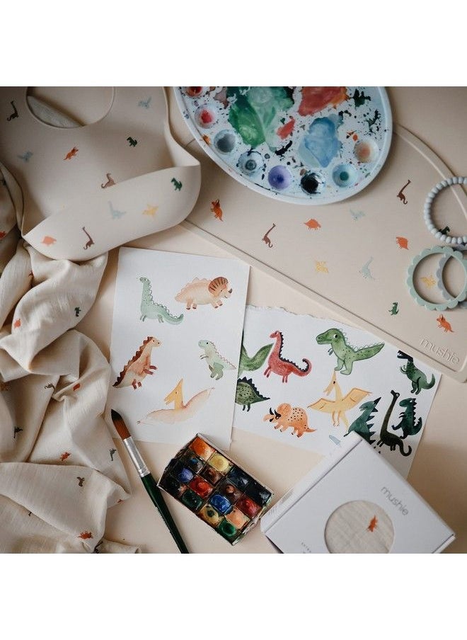 mushie Silicone Baby Bib ; Adjustable Fit Waterproof Bibs (Dinosaurs)  - Image 5