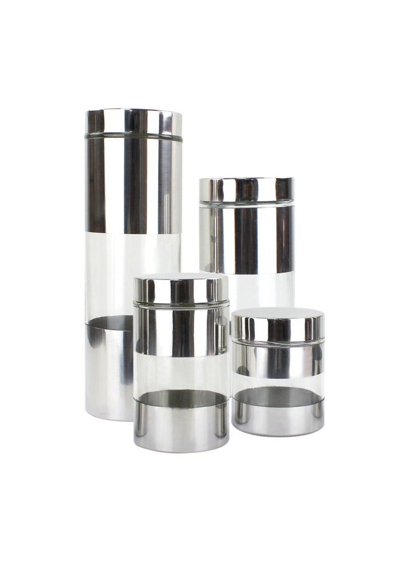 Home Smart Home Smart 4PC Storage Set Silver For Kitchen Spices Pulses Dry Foods Kitchen Organizer For Home Birthday Gift Ramadan  - Image 3