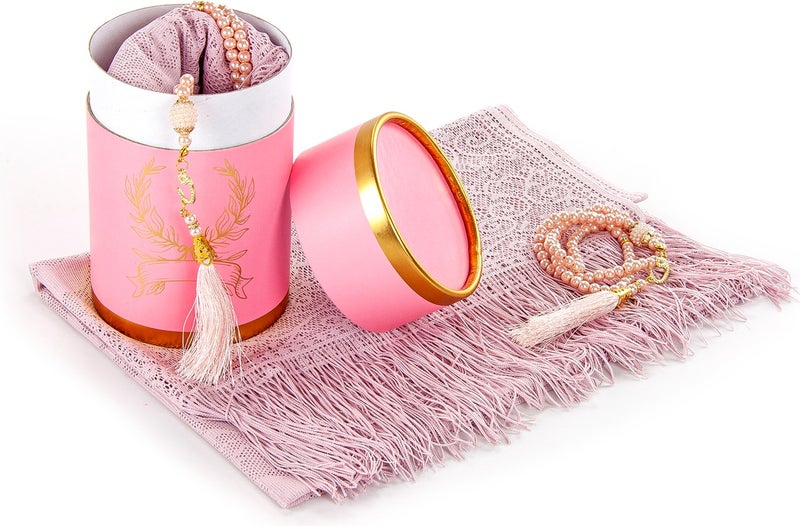 İhvan Online Ihvan Online Special Cylinder Boxed Set Pearl Rosary Tulle Shawl Pink Color  - Image 2