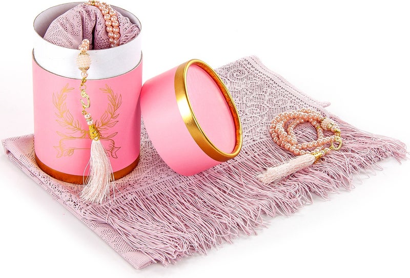 İhvan Online Ihvan Online Special Cylinder Boxed Set Pearl Rosary Tulle Shawl Pink Color  - Image 1