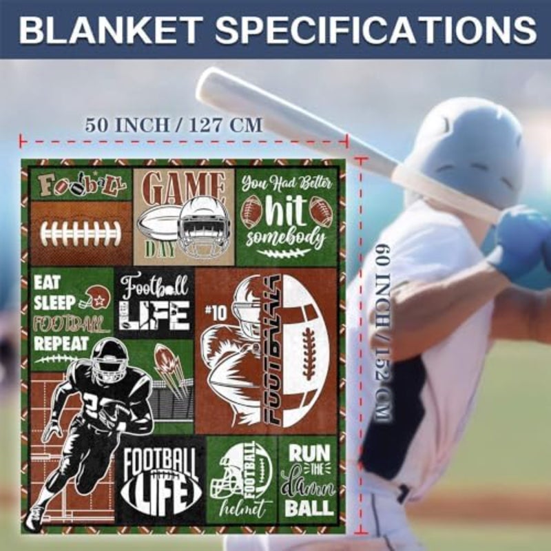 Football Blanket 50"x 60" Premium Flannel Microfiber - Exquisite Football Patterns Throw Blanket for Football Enthusiasts Home Relaxation Outdoor Camping Travel - Image 4