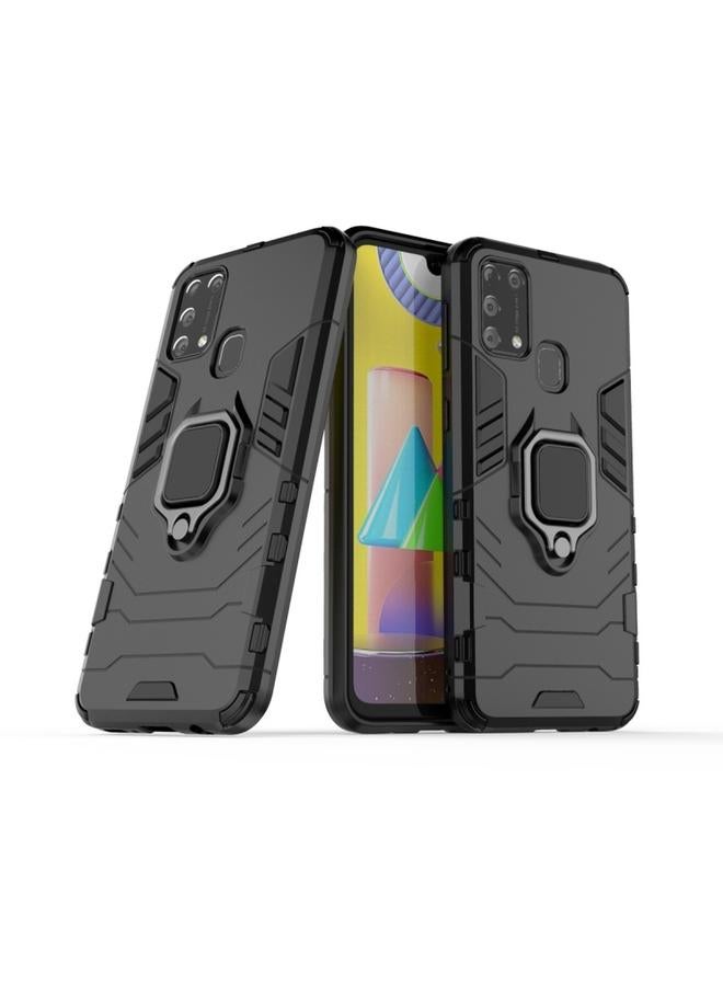 زبون جراب لهاتف Galaxy M31 من PC + جراب واقٍ مقاوم للصدمات من مادة TPU مع حامل حلقي مغناطيسي - Image 2