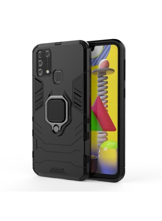 زبون جراب لهاتف Galaxy M31 من PC + جراب واقٍ مقاوم للصدمات من مادة TPU مع حامل حلقي مغناطيسي - Image 1