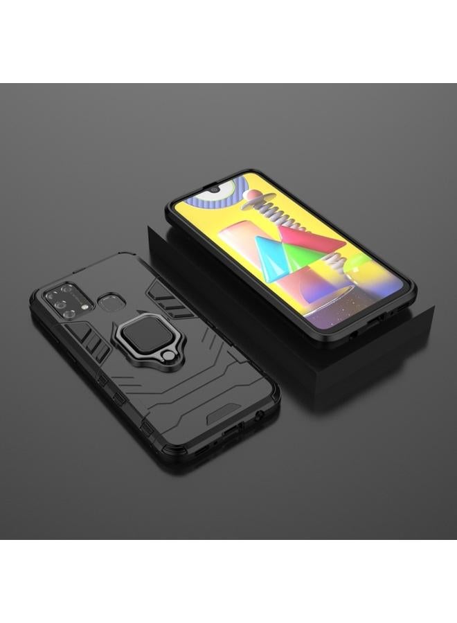 زبون جراب لهاتف Galaxy M31 من PC + جراب واقٍ مقاوم للصدمات من مادة TPU مع حامل حلقي مغناطيسي - Image 3