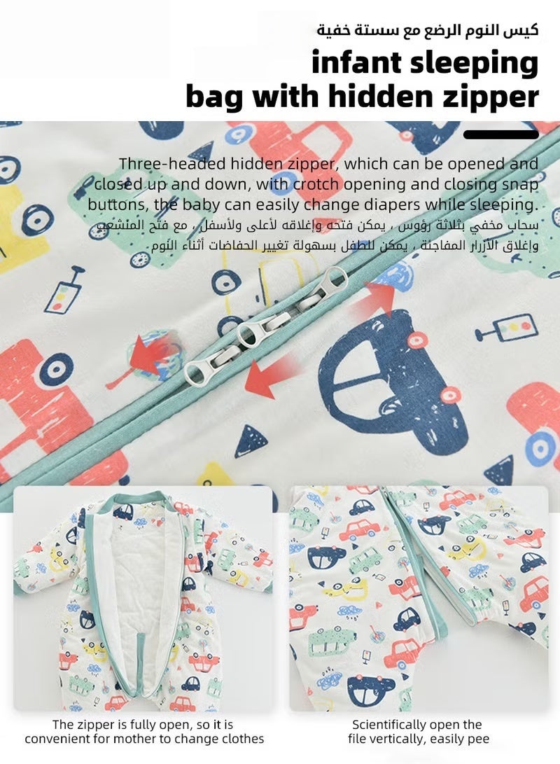 HOOKOR Baby Sleep Sack, Soft Baby Sleeping Bag, Swaddling Blanket, Swaddle Wrap, Pure Cotton Wearable Blankets with Removable Sleeves and Legs, Easy Zip Access Nappy Change, for Newborn Babies 1-3 Years - Image 5