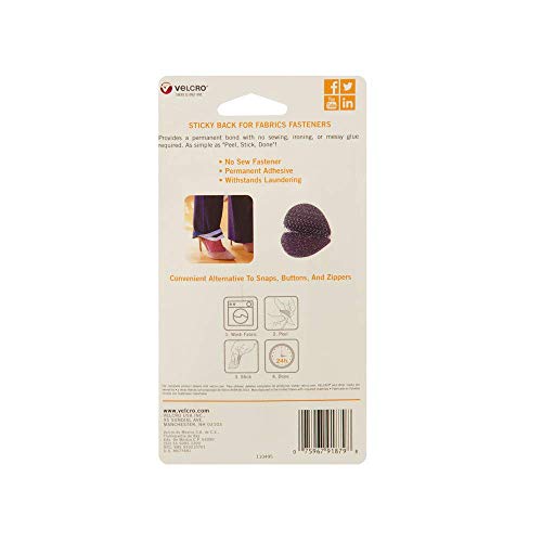 VELCRO Brand for Fabrics | Permanent Sticky Back Fabric Tape for Alterations and Hemming | Peel and Stick - No Sewing, Gluing, or Ironing | Pre-Cut Ovals, 1 x 3/4 inch, Black - 8 Sets,91879 - Image 5