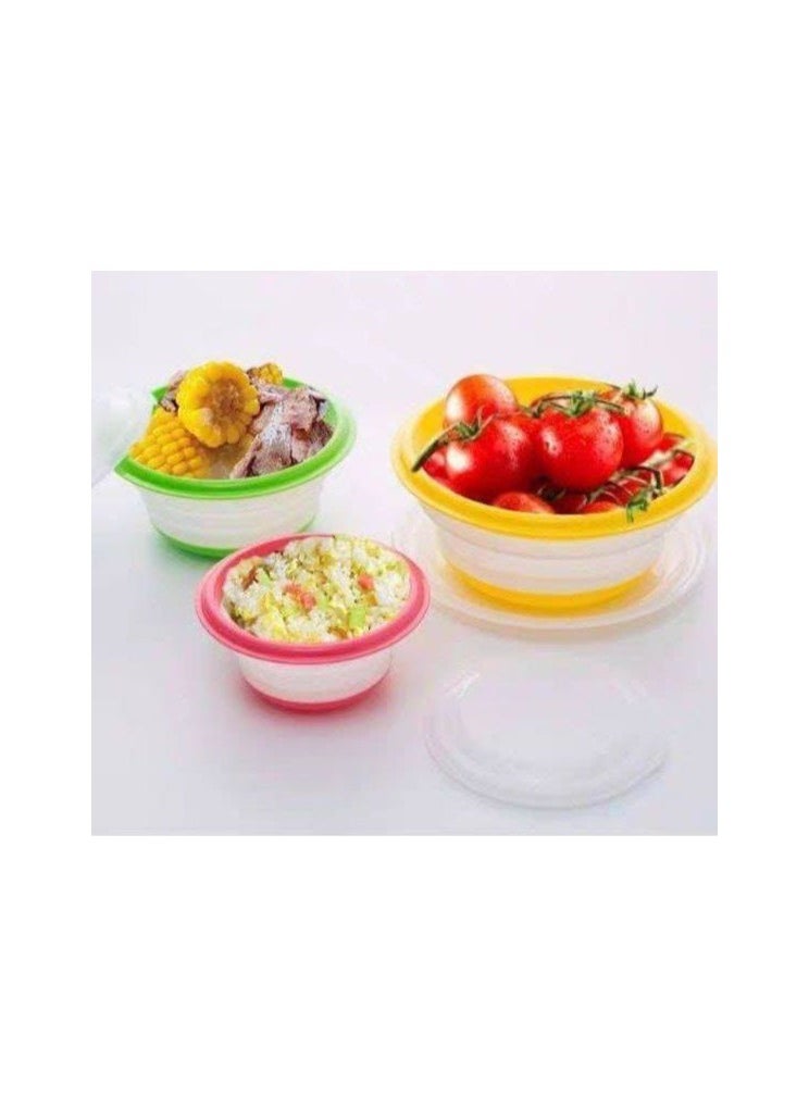 Generic - A set of 3-piece refrigerator containers in different sizes, foldable silicone with a lid color may change - Image 1