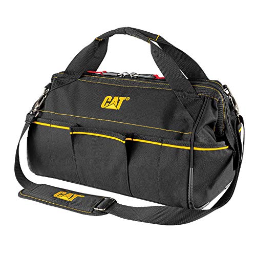 CAT 16Inch Pro Wide Mouth Tool Bag 14 Pockets for Tool Storage and Organization Premium 1680D WaterResistant Polyester Weave Adjustable Shoulder Strap 980206N - Image 1