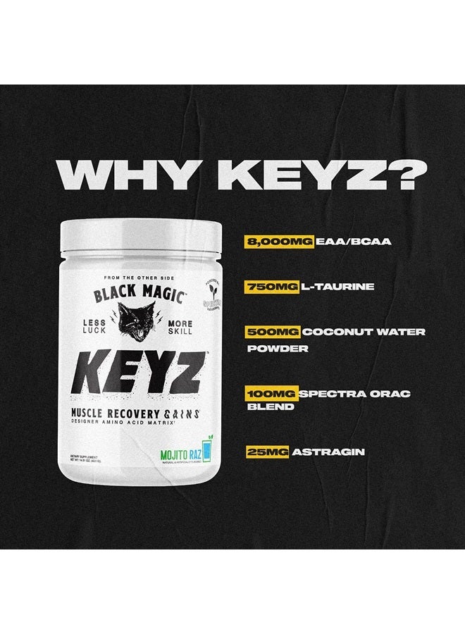 Black Magic Keyz Amino Acid Matrix Powder - Muscle Recovery & Endurance - EAA's, BCAA's, & Taurine - Keto, No Sugar, Caffeine Free - Pina Colada - 14.81 oz - Image 2