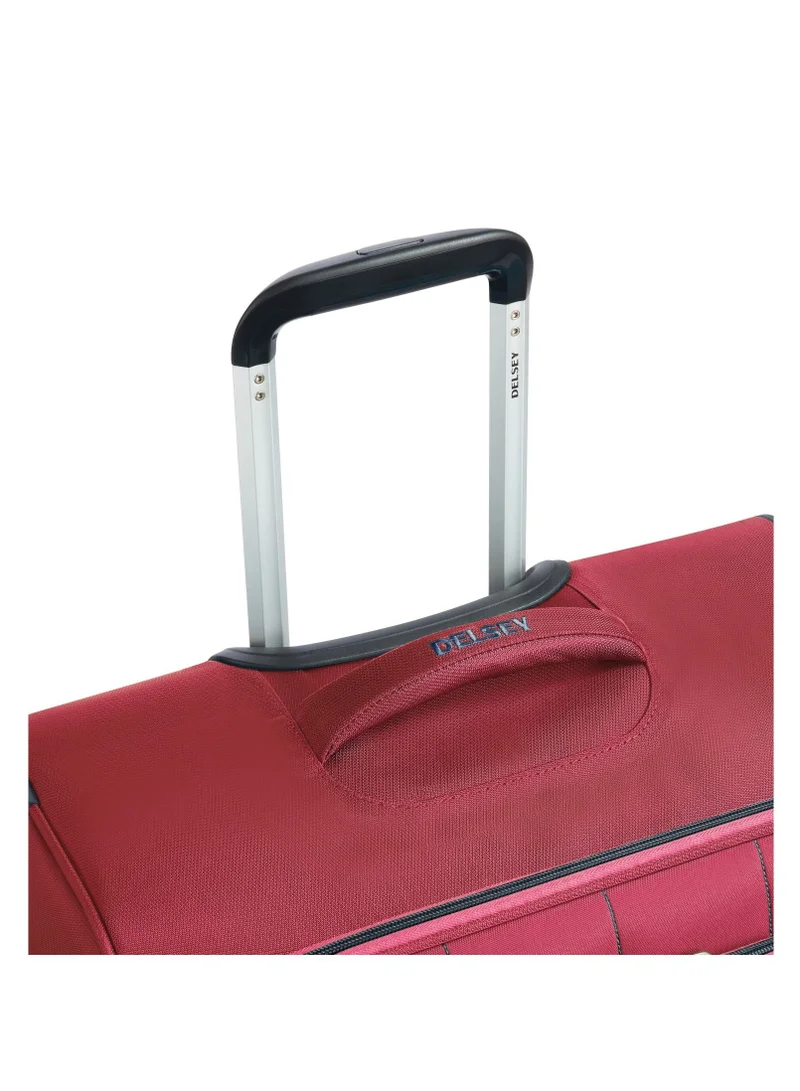 DELSEY Paris Cuzco 71cm Softcase 4 Wheel Expandable Check In Trolley Case Red