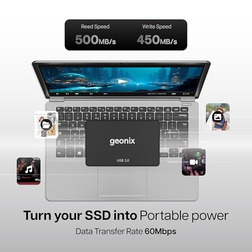 Geonix 2.5 Inch SSD Enclosure | Tool Free Installation | Supports Upto 6TB Storage | USB Cable | Compatible with Laptop, PC (Black) - Image 2