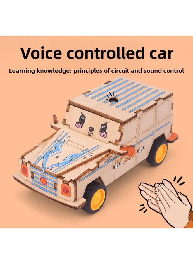 Generic - Voice Control Car Model Technology Small Making Small Invention Primary School Students Diy Handmade Material Package Grade 5 Grade 6-Specifications:Voice Controlled Car + Magic Window + Flashlight - Image 1
