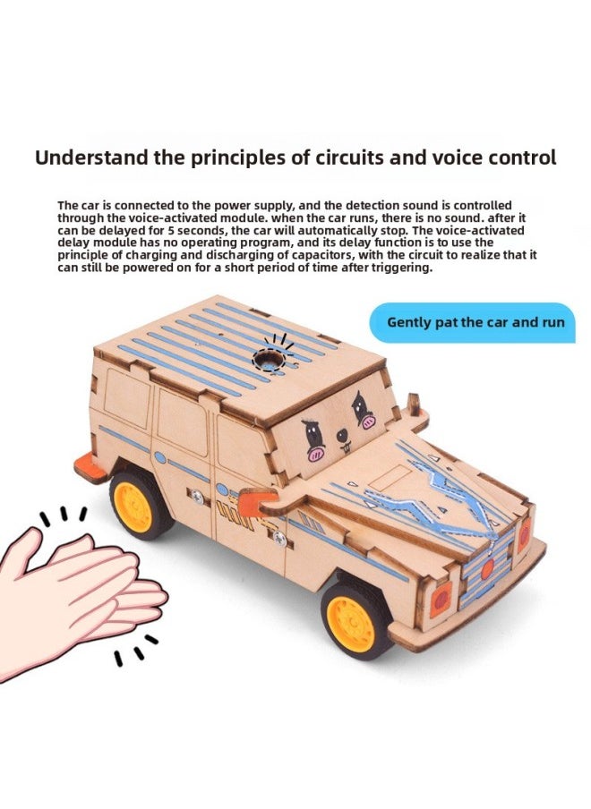 Generic - Voice Control Car Model Technology Small Making Small Invention Primary School Students Diy Handmade Material Package Grade 5 Grade 6-Specifications:Voice Controlled Car + Magic Window + Flashlight - Image 1