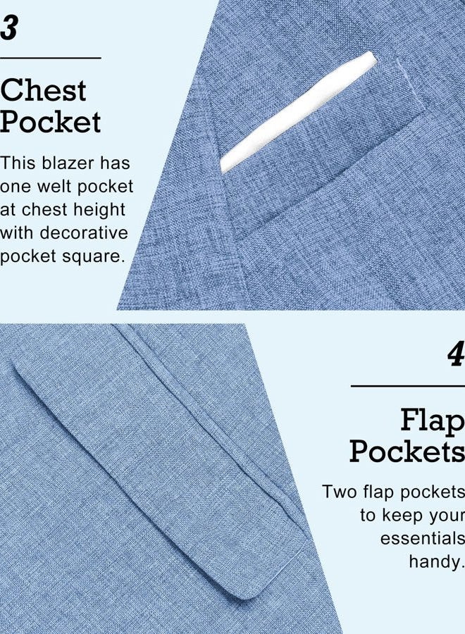 Coofandy Men's Casual Suit Blazer Jackets Lightweight Sports Coats One Button, Sky Blue, L - Image 4