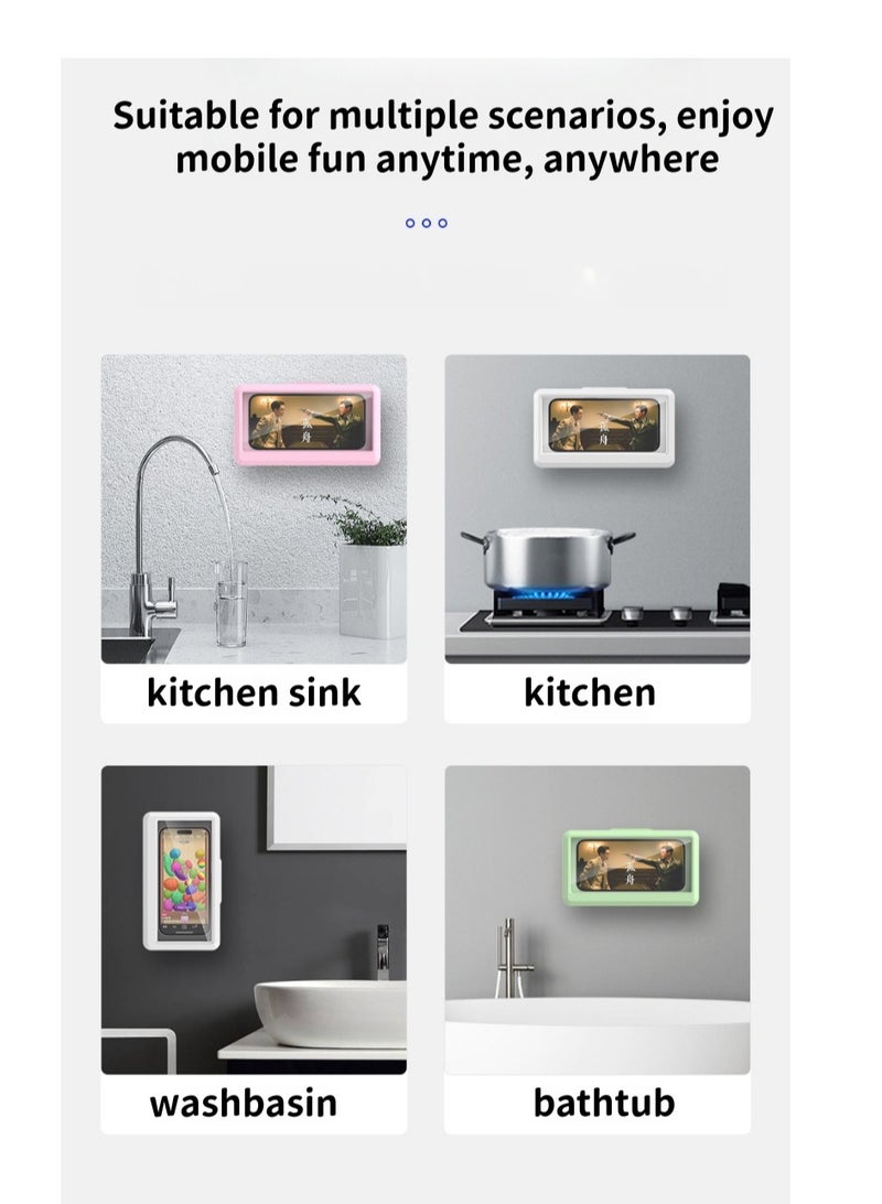 حامل هاتف دش هاتف مقاوم للماء ، حامل هاتف قابل للدوران ، قوس تركيب حالة الهاتف ، جدار مطبخ الحمام ضد الضباب حساسية عالية (أداة كسولة) - Image 2