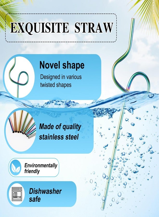 Gejoy 8 Pcs Reusable Stainless Steel Straw with Design Curved Silly Straws with 2 Cleaning Brushes Multicolor Metal Drinking tubes for Kids Adults Juice - Image 3