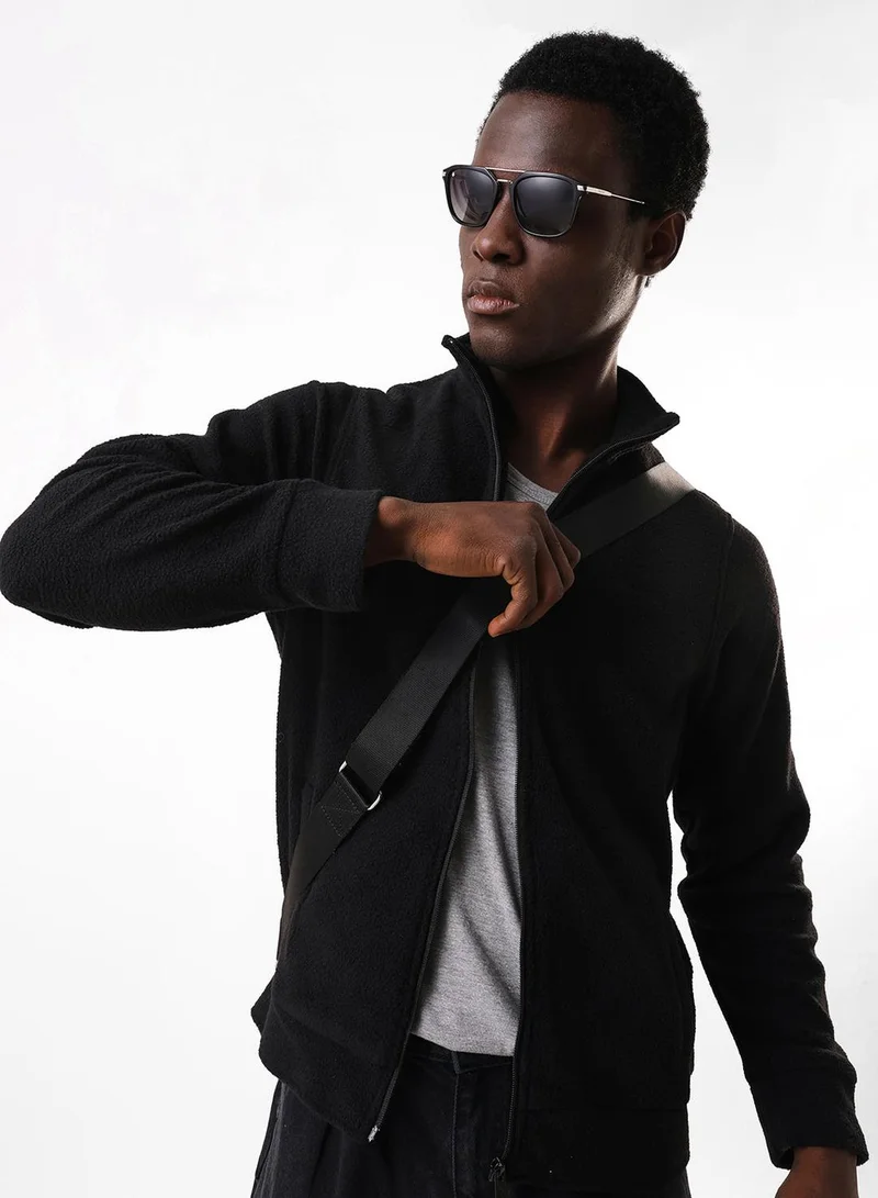 Dennis Lingo Men's Black Cotton Blend Regular Fit Jacket