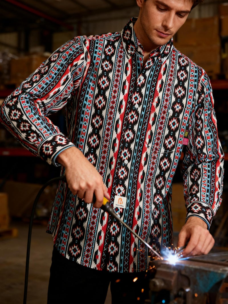 BOCOMAL FR Shirts Printed Bohemia Button Down Flame Resistant NFPA2112 CAT2 Work Shirt - Image 3