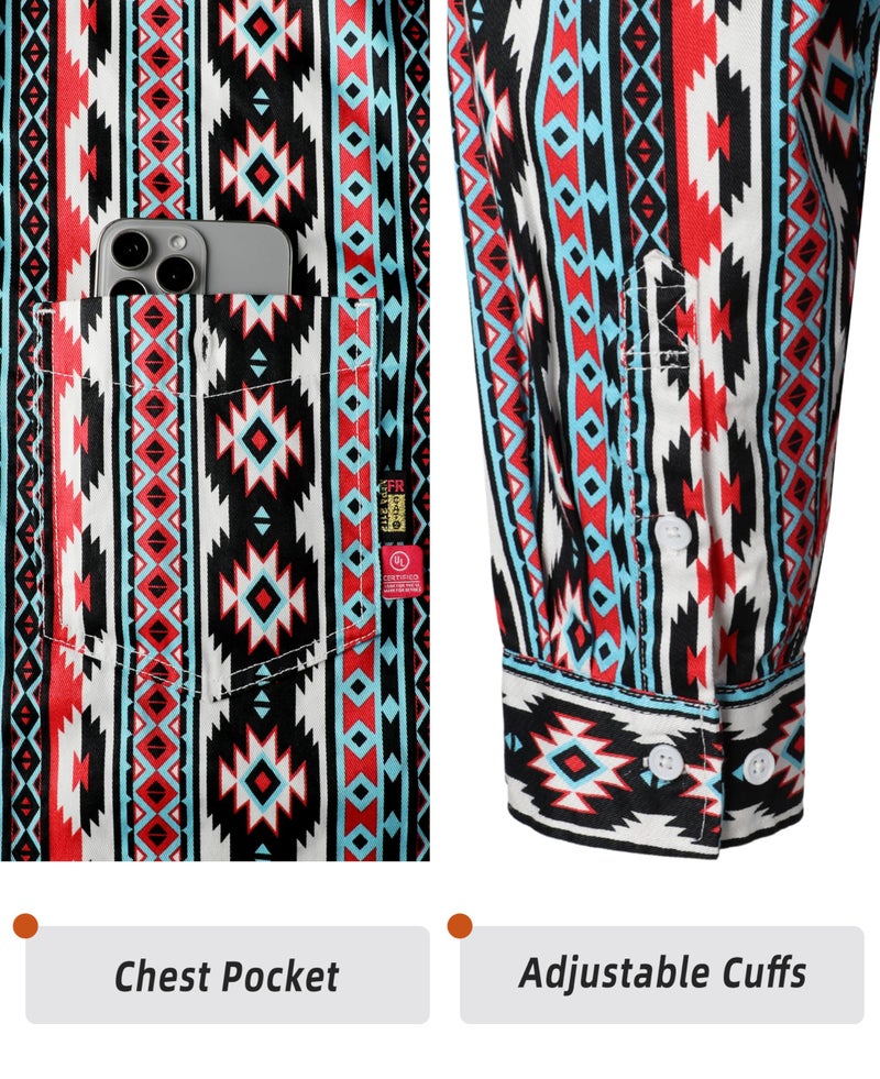 BOCOMAL FR Shirts Printed Bohemia Button Down Flame Resistant NFPA2112 CAT2 Work Shirt - Image 5