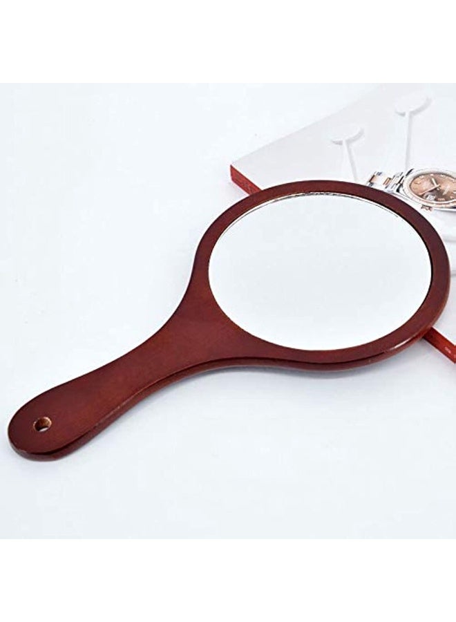 Wooden Handle Hand Mirror 30*17cm Manual Makeup Mirror Round Suitable For Makeup Cosmetics Skin Care Clothing Beauty Shaving - Image 4