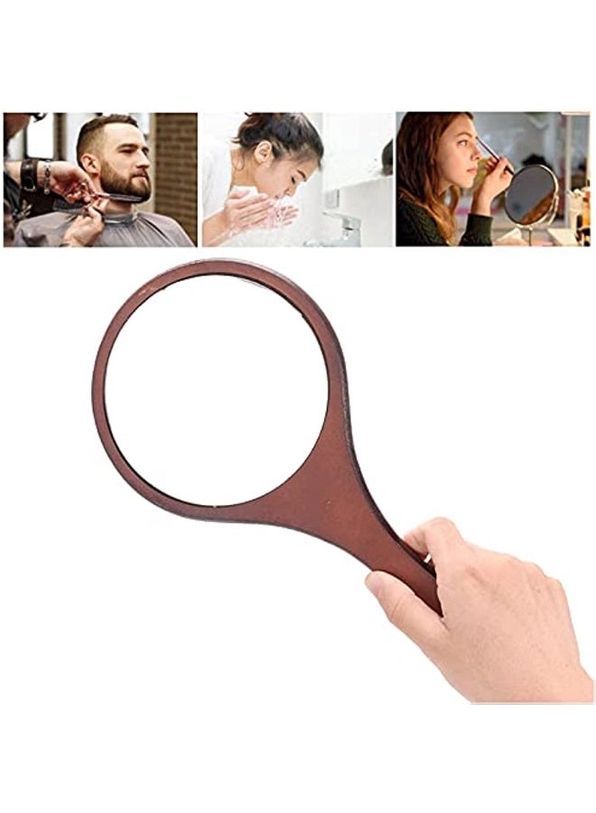 Wooden Handle Hand Mirror 30*17cm Manual Makeup Mirror Round Suitable For Makeup Cosmetics Skin Care Clothing Beauty Shaving - Image 5